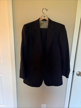 Pierre Cardin Men's Dark Navy Pinstripe three piece Suit